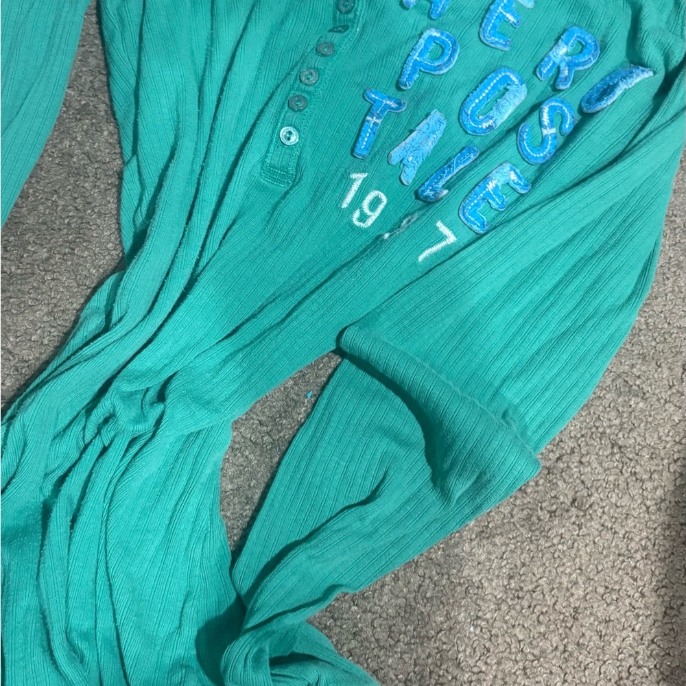 Aeropostale Teal Henley with Blue Accents - Picture 2 of 5
